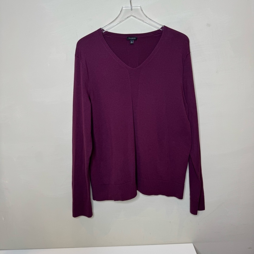 Talbots Women's Long Sleeve V-Neck Pullover Sweater Cotton Blend SZ XL